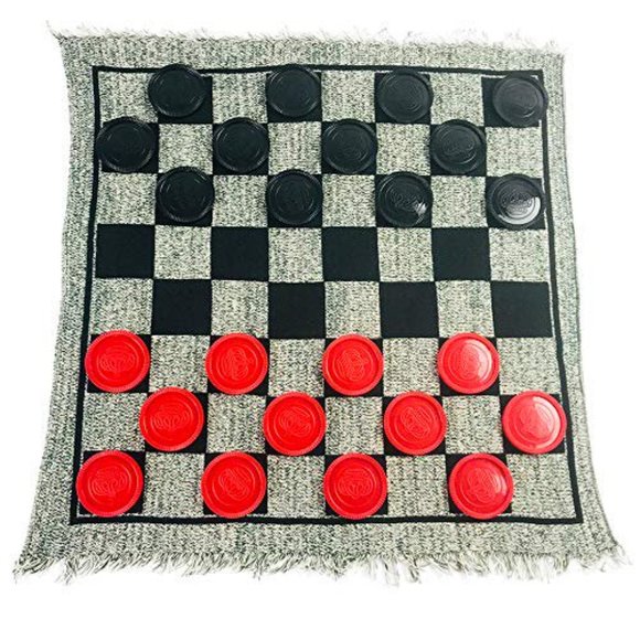 Jumbo Checker Rug Game Large Plastic Playing Pieces 2 3/4" Diameter Family Fun - Picture 1 of 5